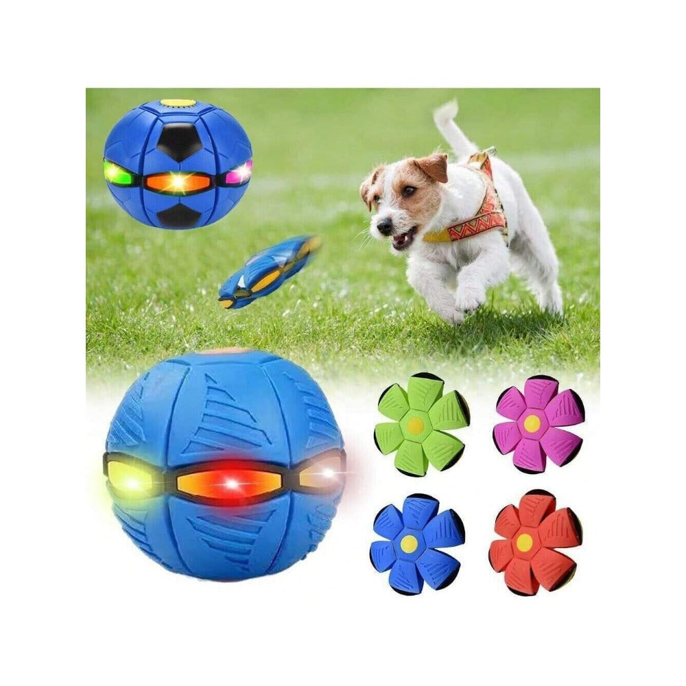 STONESKY Pet Dog Toys Flying Saucer Ball Magic Deformation UFO Toy Sports Dog with Lights