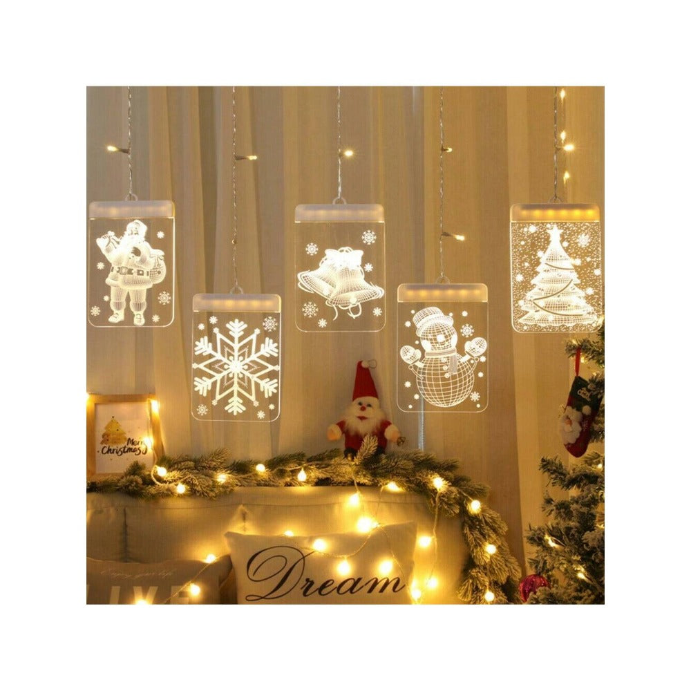 STONESKY Chrismas LED Curtain Fairy String Light 3D-Effect Window Decor Hanging Lights US