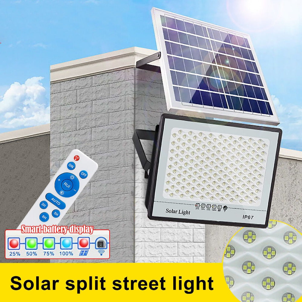 StoneSky Outdoor Waterproof Flood Light Solar Dusk Dawn LED Road Lamp+Solar Panel+Remote