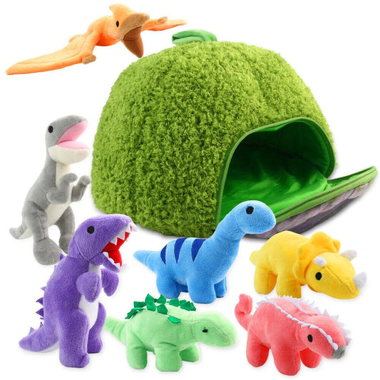 STONESKY  Plush Dinosaur Stuffed Animal Set Dinosaur Plush Toy Dinosaur Cave for Boy Girls