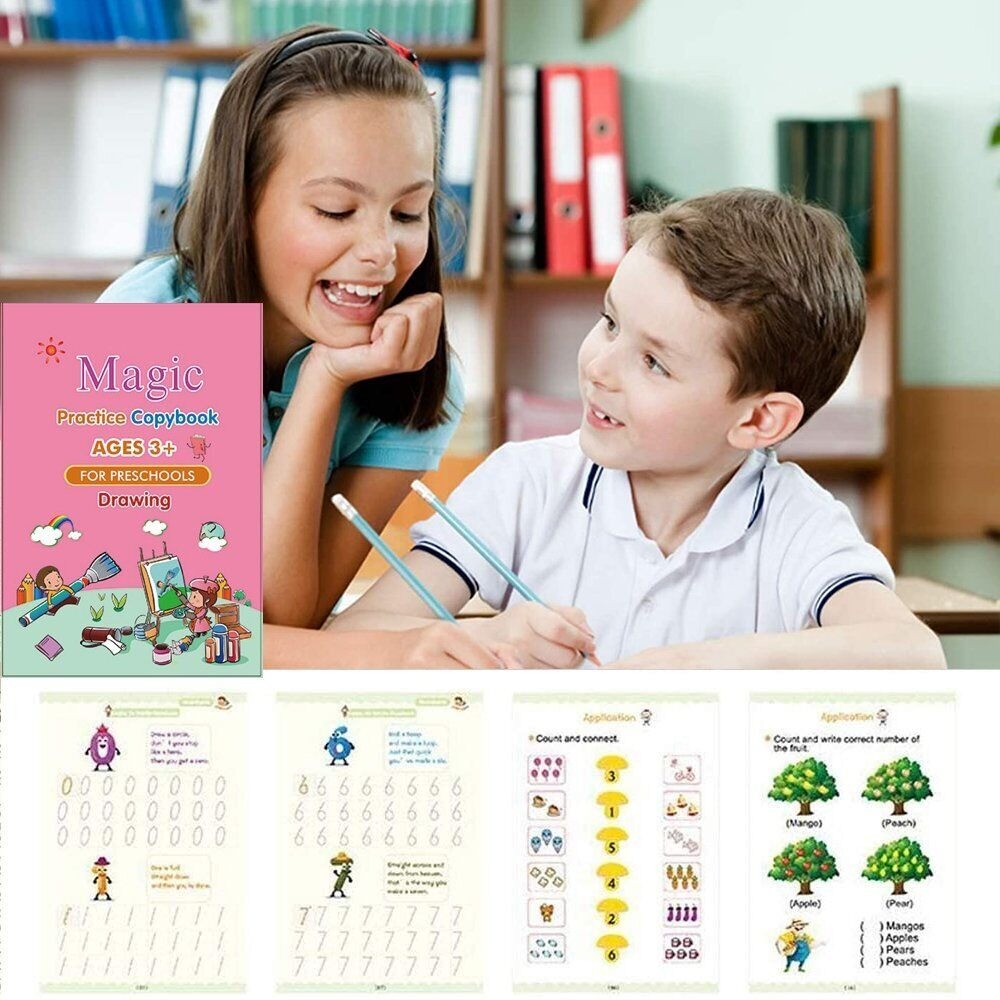 StoneSky 11/23Pc Magic Practice Copybook Number Book Set Writing Preschooler Pen Reusable