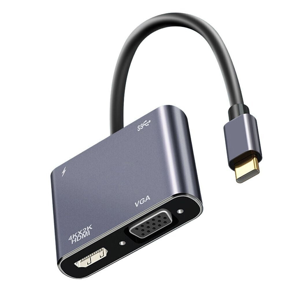 StoneSky USB 3.0 Type C USB C To VGA HDMI Multiport Adapter 4K UHD Converter Port MacBook