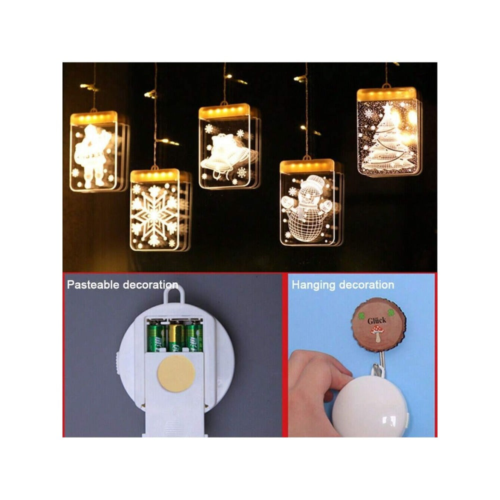 STONESKY Chrismas LED Curtain Fairy String Light 3D-Effect Window Decor Hanging Lights US
