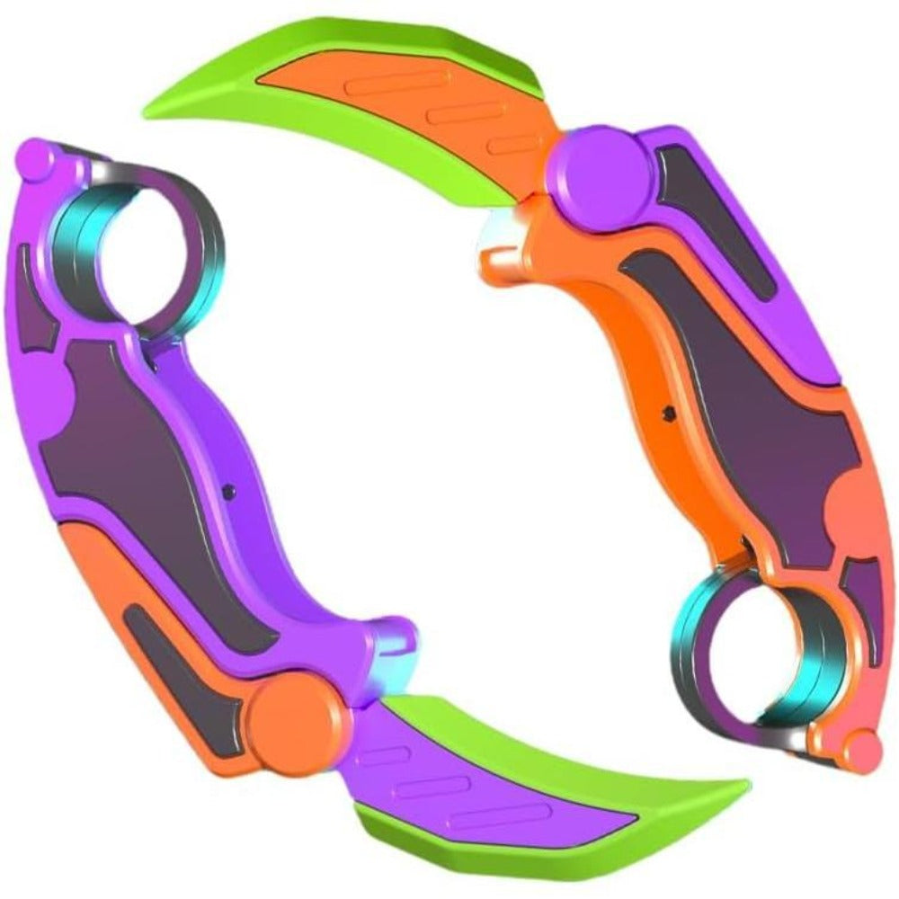 STONESKY Fidget Knife Toy, 3D Printed Plastic Claw Knife Trainer with Rubber Tip, Practice Knives Trainer Tool EDC Fidget Toy Stress Relief Toy, Perfect for Autism, ADD and Autism (Purple+Orange)