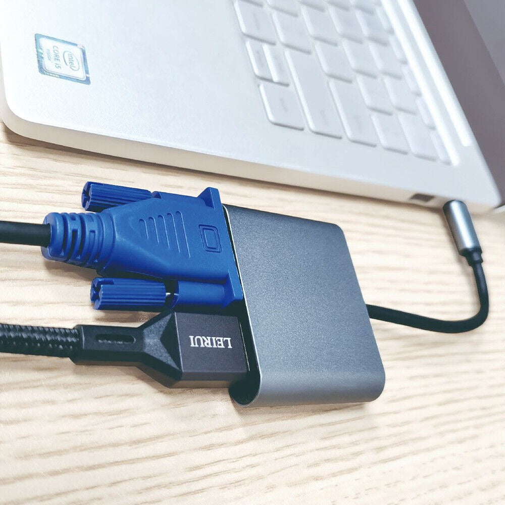 StoneSky USB 3.0 Type C USB C To VGA HDMI Multiport Adapter 4K UHD Converter Port MacBook