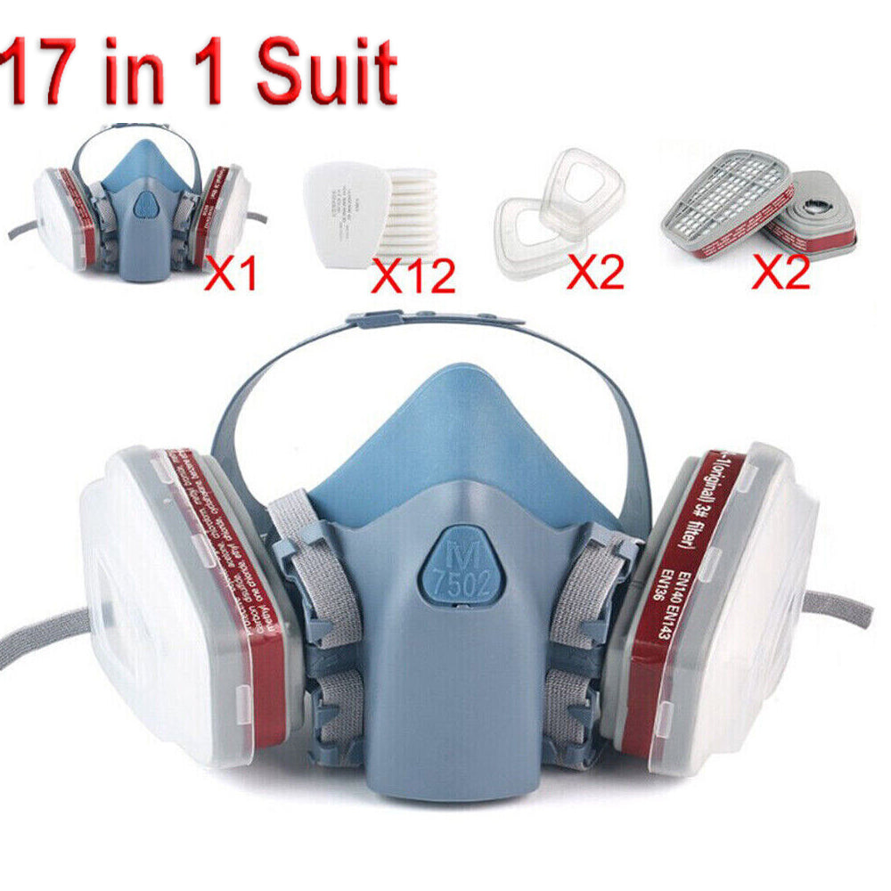 STONESKY 17 in 1 Half Face Gas Mask Spray Painting Facepiece Respirator Safety For 7502