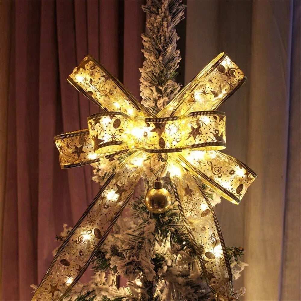 STONESKY 16.4ft 50LED Outdoor String Fairy Lights Ribbon Bows Christmas Tree Garden Decor