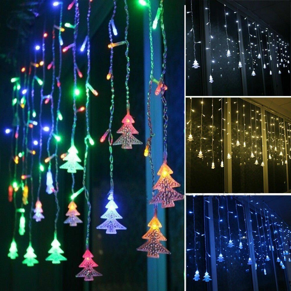 STONESKY EROCK Christmas LED Curtain Window Xmas Tree String Fairy Lights Waterproof Decor Xmas-White