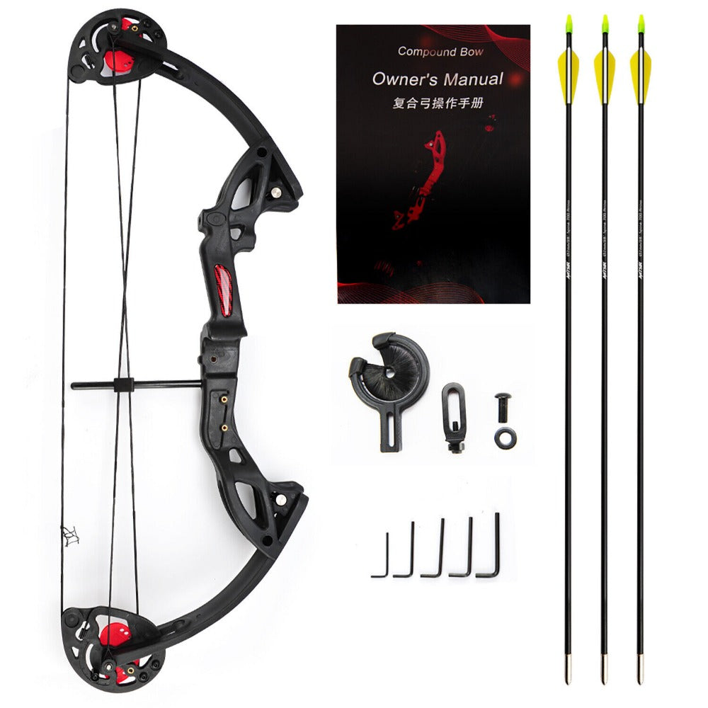 StoneSky 15-29lbs Compound Bow Kit W/4pcs Arrows Right Hand Target Practice Hunting Youth