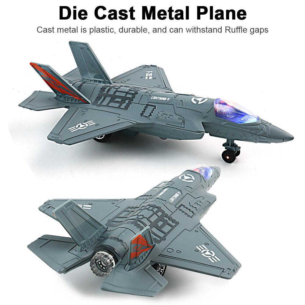 STONESKY 2Pack Diecast Airplane for Boys w/ Sound & Light Fighter Jet Plane Model F35+B2