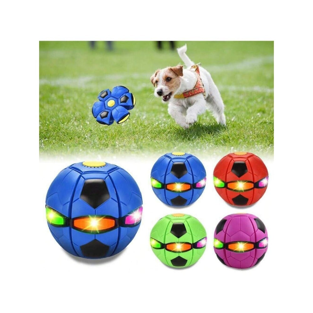 STONESKY Pet Dog Toys Flying Saucer Ball Magic Deformation UFO Toy Sports Dog with Lights