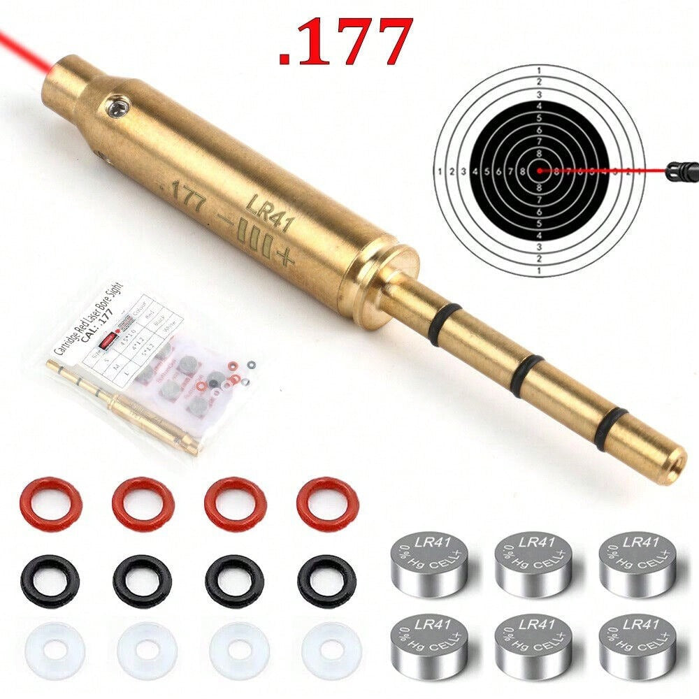 STONESKY .177cal Red Laser Bore Sight End Barrel Laser Bore Sight Boresighter 6 Batteries