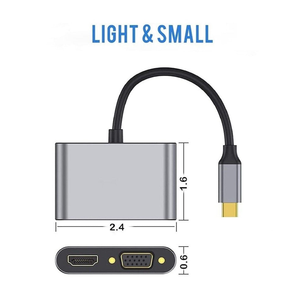 StoneSky USB 3.0 Type C USB C To VGA HDMI Multiport Adapter 4K UHD Converter Port MacBook
