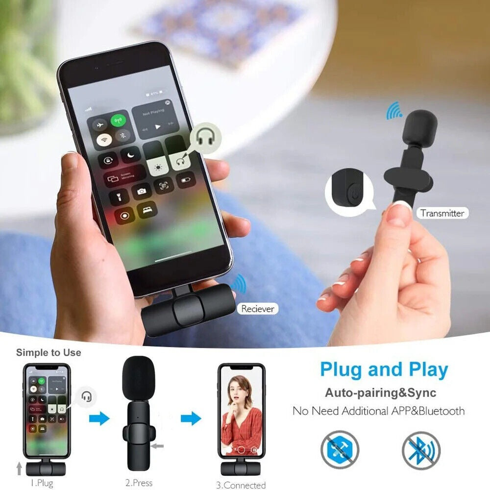 StoneSky Lavalier Wireless Microphone Audio Video Recording Mini Mic For Android/iphone