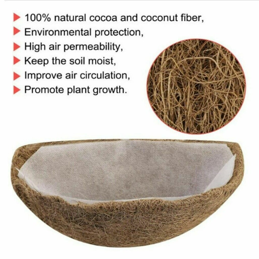 StoneSky 2Pcs 12 Inches Half Round Thick Coconut Fiber Plant Basket Liner and 2 Linings