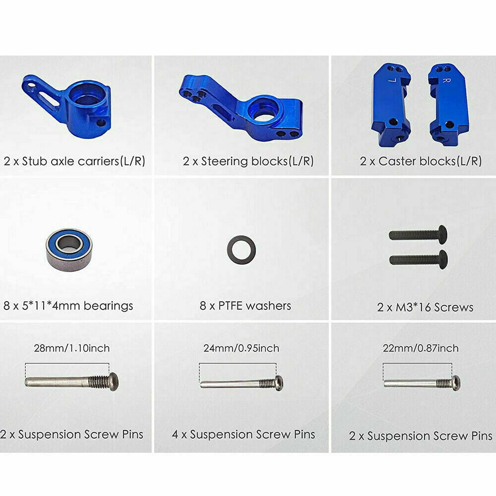 StoneSky Front Caster Block Steering & Rear Stub Axle Carriers For 1/10 Traxxas 2WD Slash