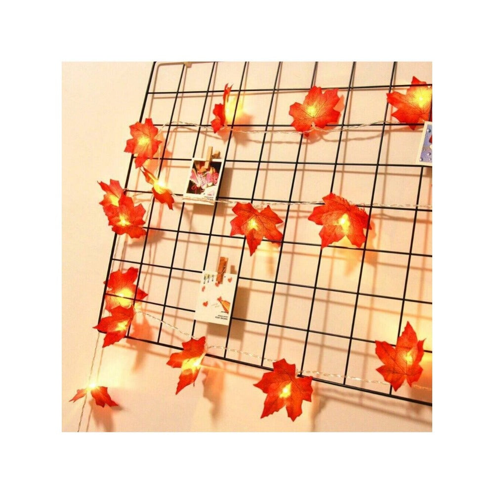 STONESKY 1Pcs Fall Garland Decorations Maple Leaf String Lights Thanksgiving Halloween