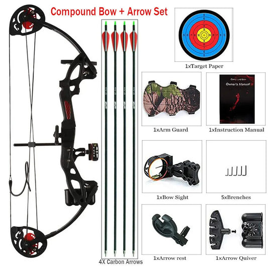 STONESKY 15-29LBS Youth Compound Bow Kit W/4pcs Arrows Target Right Hand Practice Hunting Set US