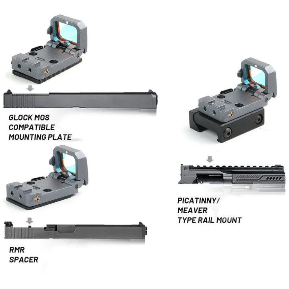 STONESKY Tactical Folding Red Dot Sight Holographic Sight for RIFLE with 20mm Picatinny Rail Mount and High Precision