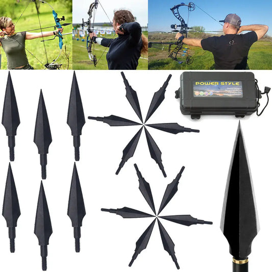 STONESKY 12Pcs Arrowheads Archery 150 Grain Hunting Broadheads Crossbow Arrowhead W/ Box for Hunting