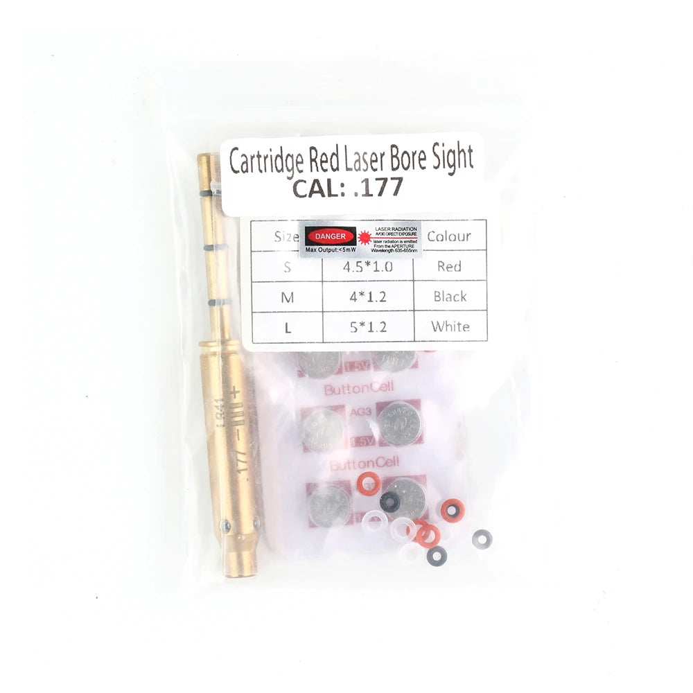 STONESKY .177cal Red Laser Bore Sight End Barrel Laser Bore Sight Boresighter 6 Batteries hunting