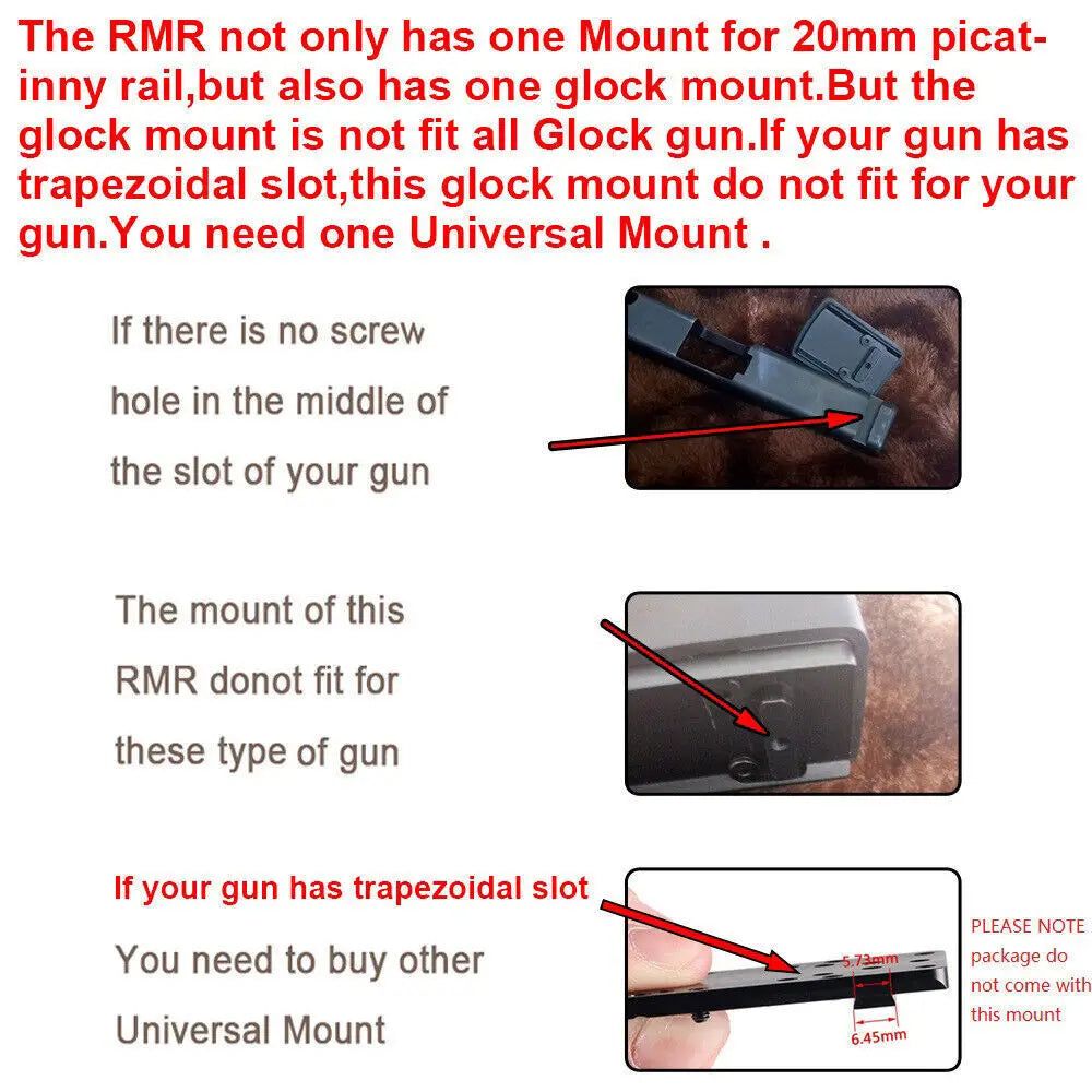 STONESKY High-performing RIFLE Tactical Red RMR Reflex Sight Scope for Glock Pistol with Weaver Picatinny Mount