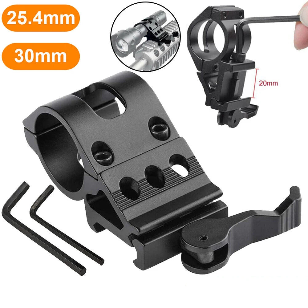 STONESKY Tactical QD Offset Picatinny Weaver Rail Mount for 1inch Flashlight Scope Light Rail Mount for Riflescopes