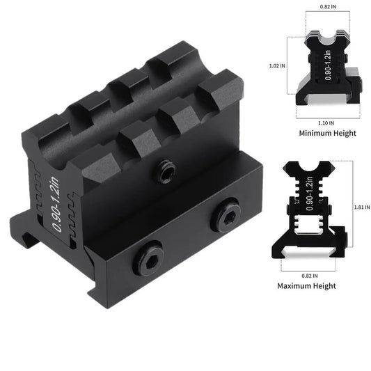 STONESKY Adjustable Height Picatinny Riser Mount 3 Slot 0.9-1.2in Raise for Red Dot Scope with Quick Release