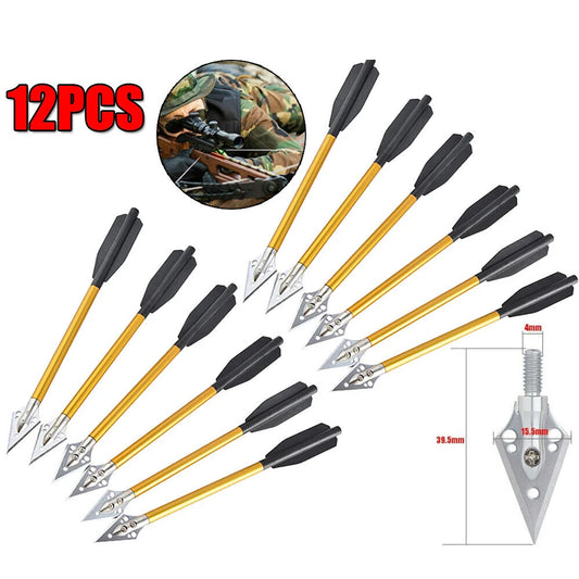 STONESKY 12Pcs 6.7" Aluminium Crossbow Bolts Hunting Broadhead Arrows For Pistol Crossbow Mini Archery