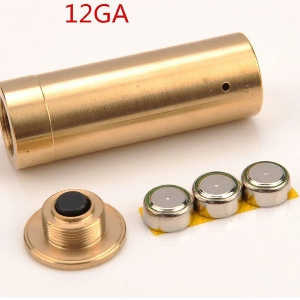 STONESKY 12GA Red Dot Laser Bore Sight Brass Gun Rifle Boresighter Cartridge with Hunting Battery