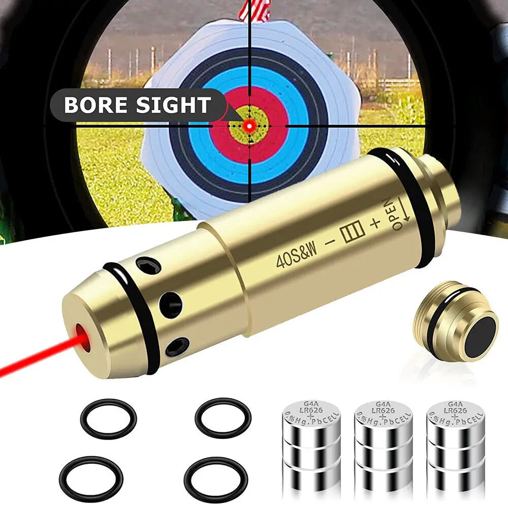 STONESKY 40S&W Red Laser Bore Sight Cartridge Shooting Training Boresighter & 9 Battery for Riflescopes