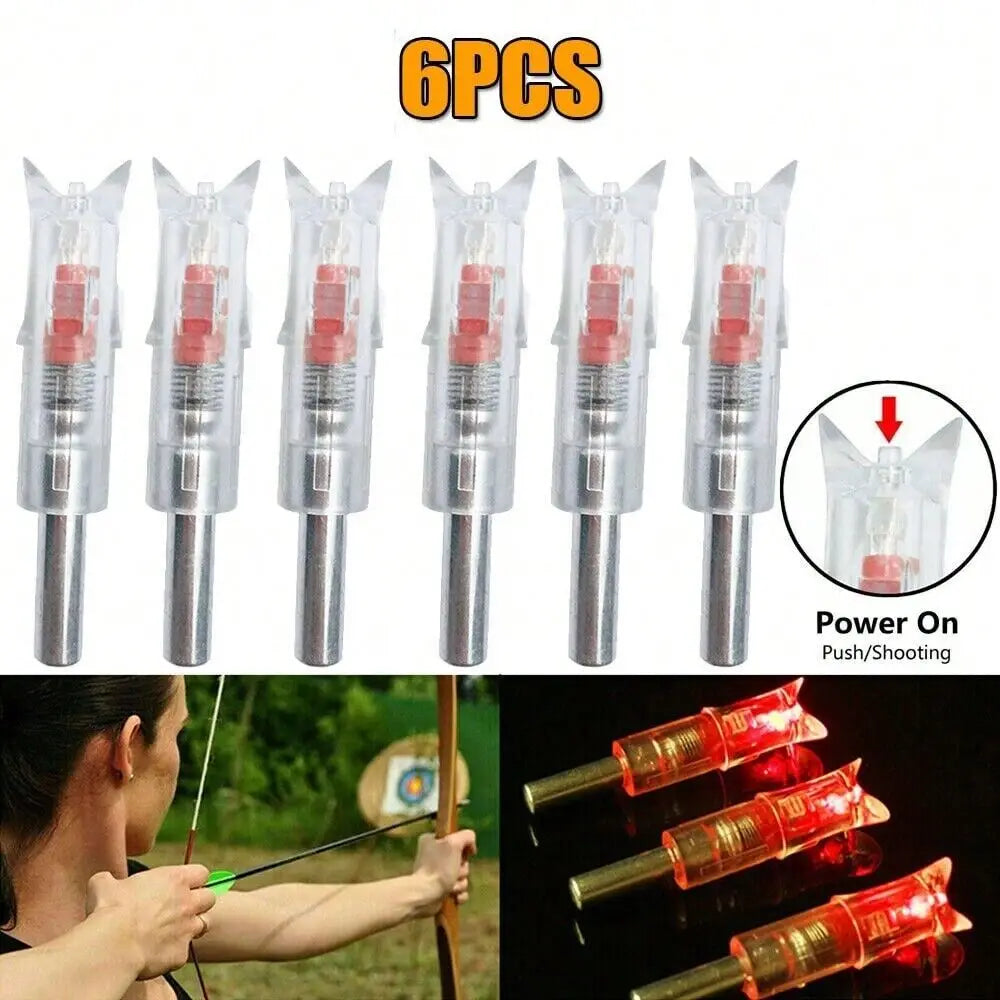 STONESKY 6PCS Red LED Lighted Nocks for Bolts 297-302 Crossbow Bolts ID 300''/7.62mm Hunting Arrow