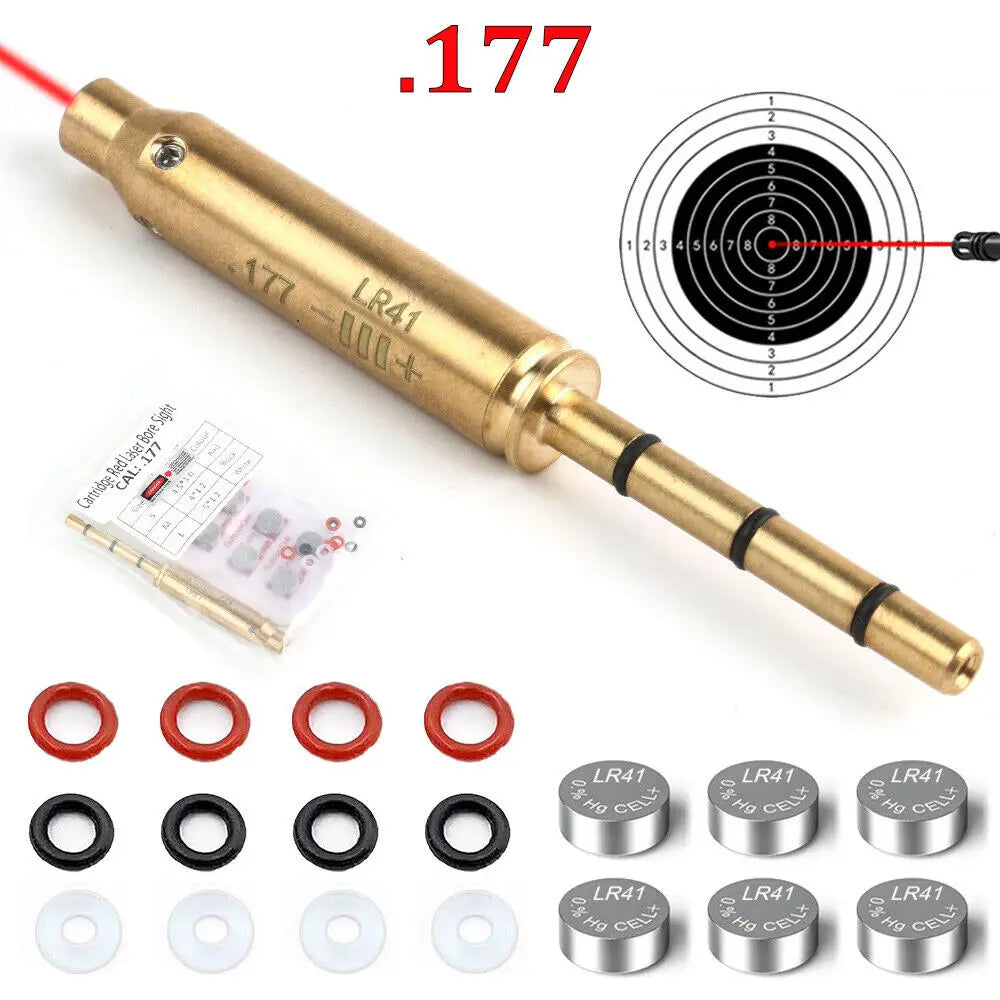 STONESKY .177cal Red Laser Bore Sight End Barrel Laser Bore Sight Boresighter 6 Batteries hunting