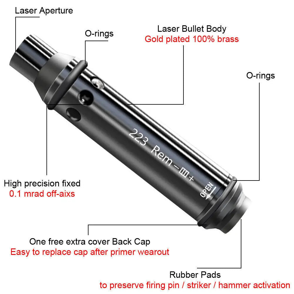 STONESKY 223Rem Laser Training Bullet Dry Fire Training Cartridge Tactical Simulator Bullet CartridgeRed Dot Laser