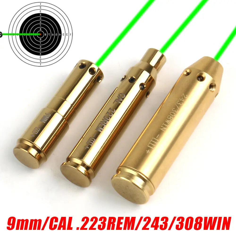 STONESKY Green Laser Boresight 9MM/243/308WIN/CAL.223REM Cartridge Bore Sighter W/ Battery