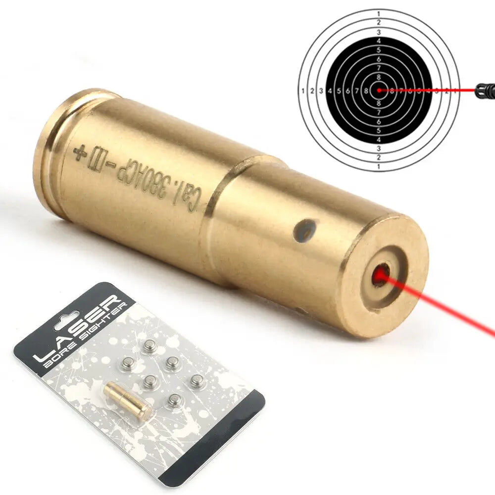 STONESKY Tactical CAL.380ACP Boresighter Universal Laser Bore Sight Red Dot Cartridge w/ 6 Battery scope