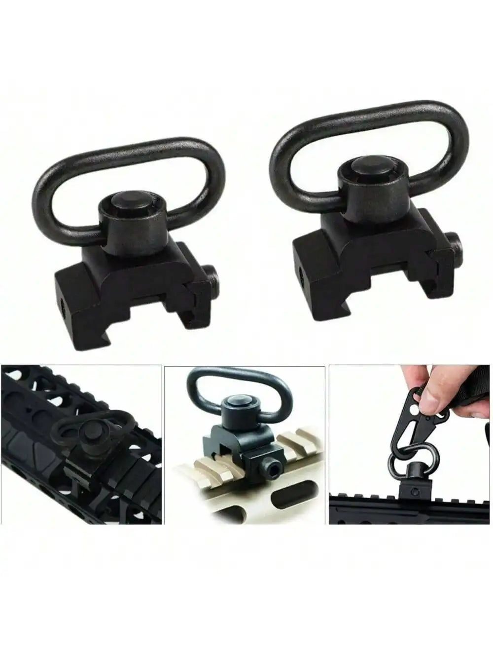 STONESKY 2Pcs Heavy Duty QD Quick Release Detach Push Button Rifle Mount Swivel Sling Adapter