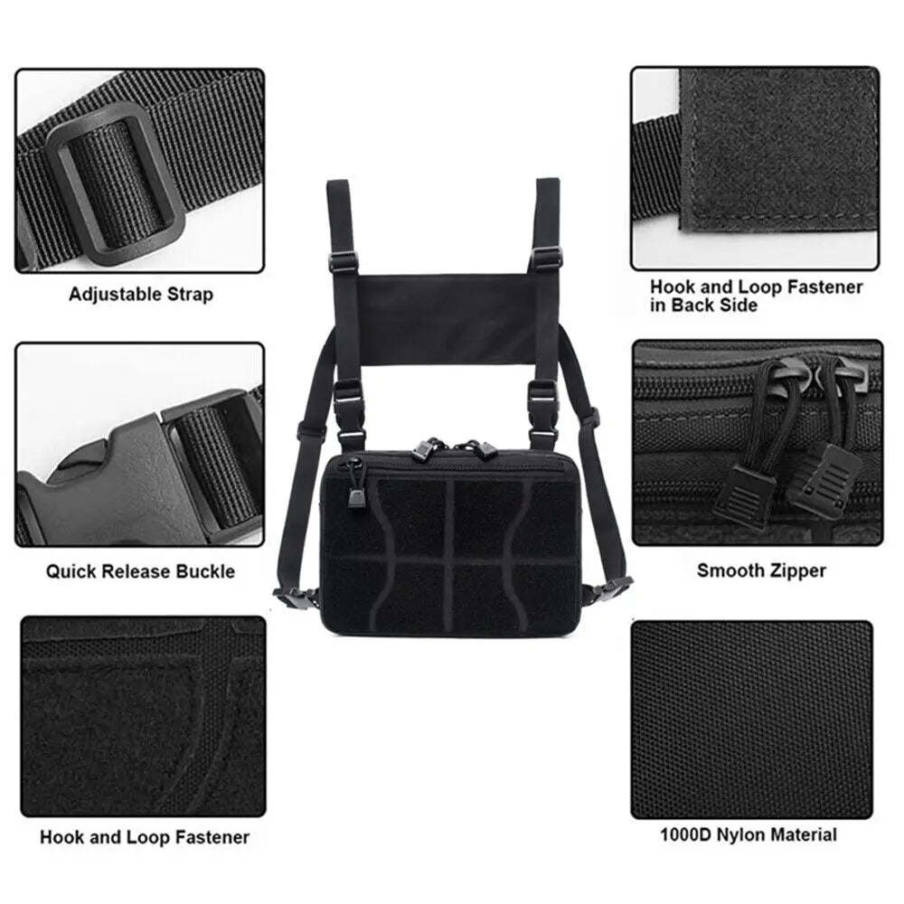 STONESKY Multifunctional Combat Chest Rig Concealed Front Pouch Bag Recon Kit Pack Molle Tools Bag