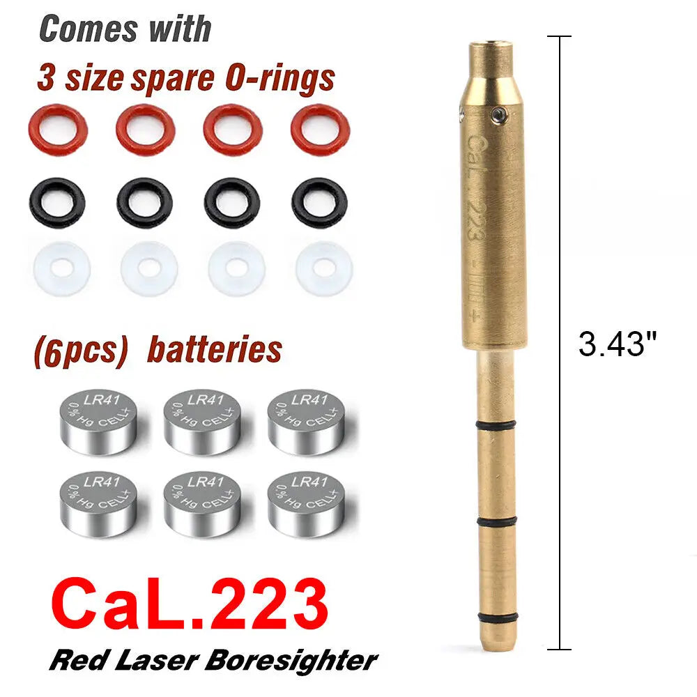 STONESKY .223REM 5.56mm Rem Red Dot Boresighter End Barrel Laser Bore Sighter w/Batteries spotting scope for rifle hunting