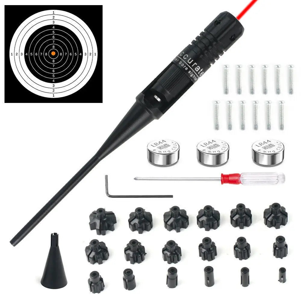 STONESKY Red Laser BoreSighter Bore Sight kit for .17 to 12GA Caliber Rifle W/18 Adapters for Hunting