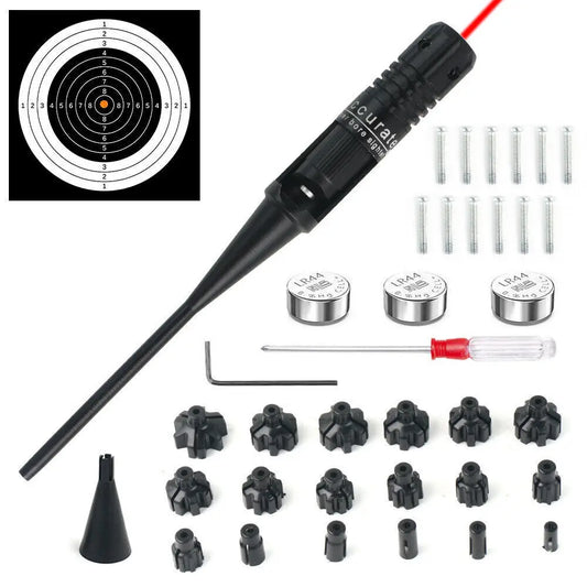 STONESKY Red Laser BoreSighter Bore Sight kit for .17 to 12GA Caliber Rifle W/18 Adapters for Hunting