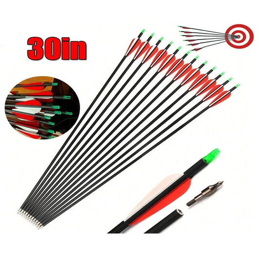 STONESKY 12Pack 30-inch Carbon Arrows SP500 Archery Hunting For Compound&Recurve Bow for hunting