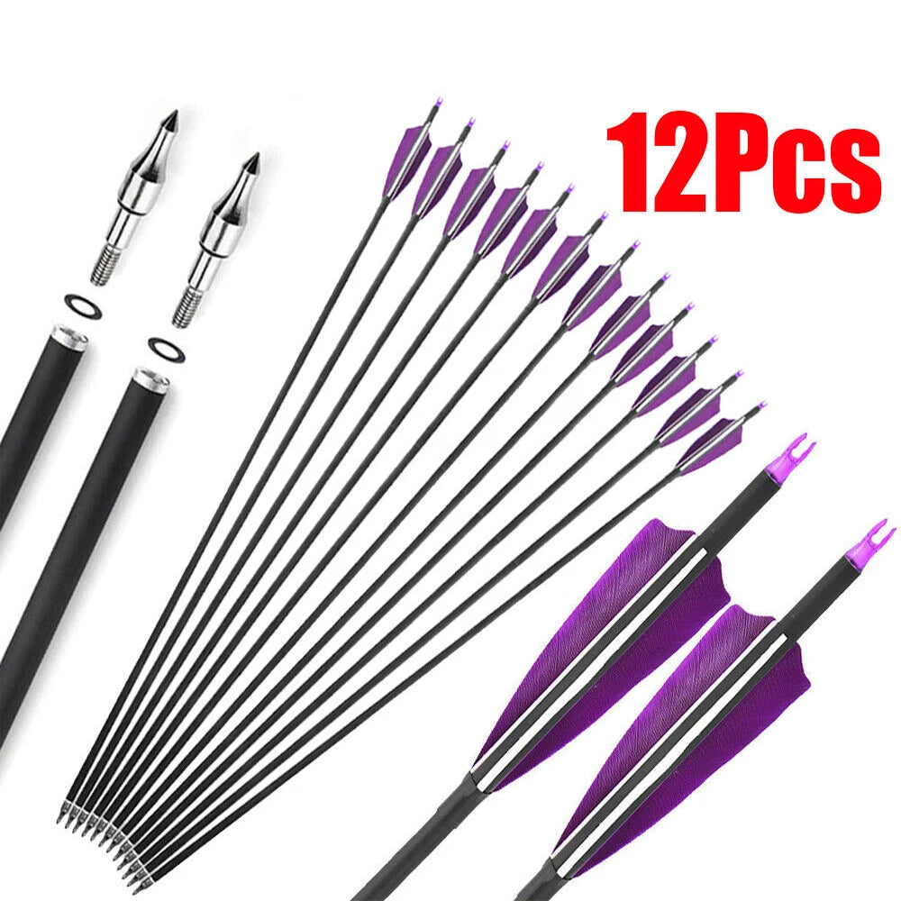 STONESKY 12Pcs 30" Carbon Arrows Archery Hunting Turkey Feather For Compound/Recurve Bow hunting bow