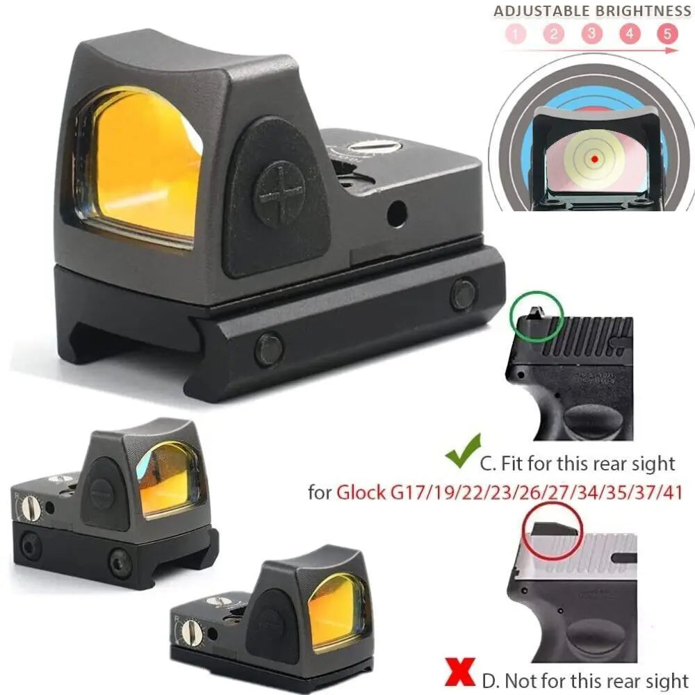 STONESKY Red Dot Tactical RMR Reflex Sight Scope for Pistol Glock G17 19 MOS W/20mm Mount Mini