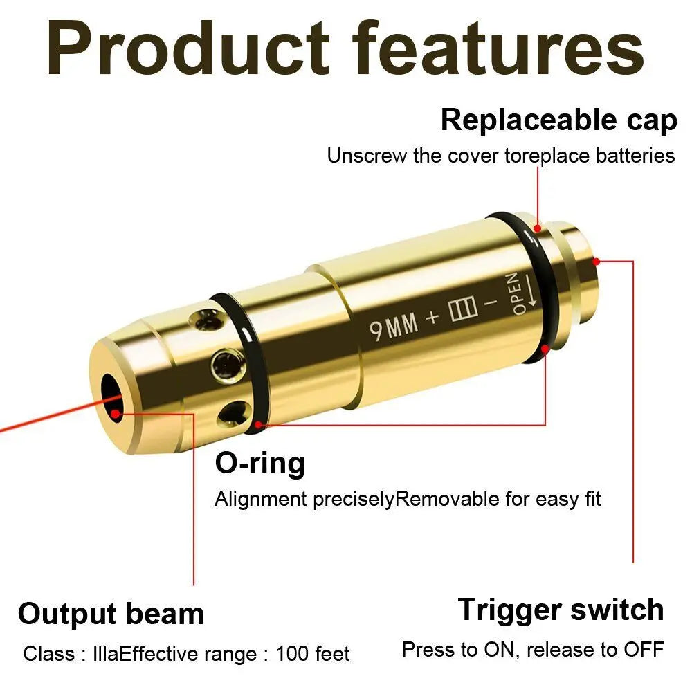 STONESKY 9mm/380ACP/40S&W High Performance Laser Training Bullet Dry Fire Cartridge Tactical Red Dot Laser