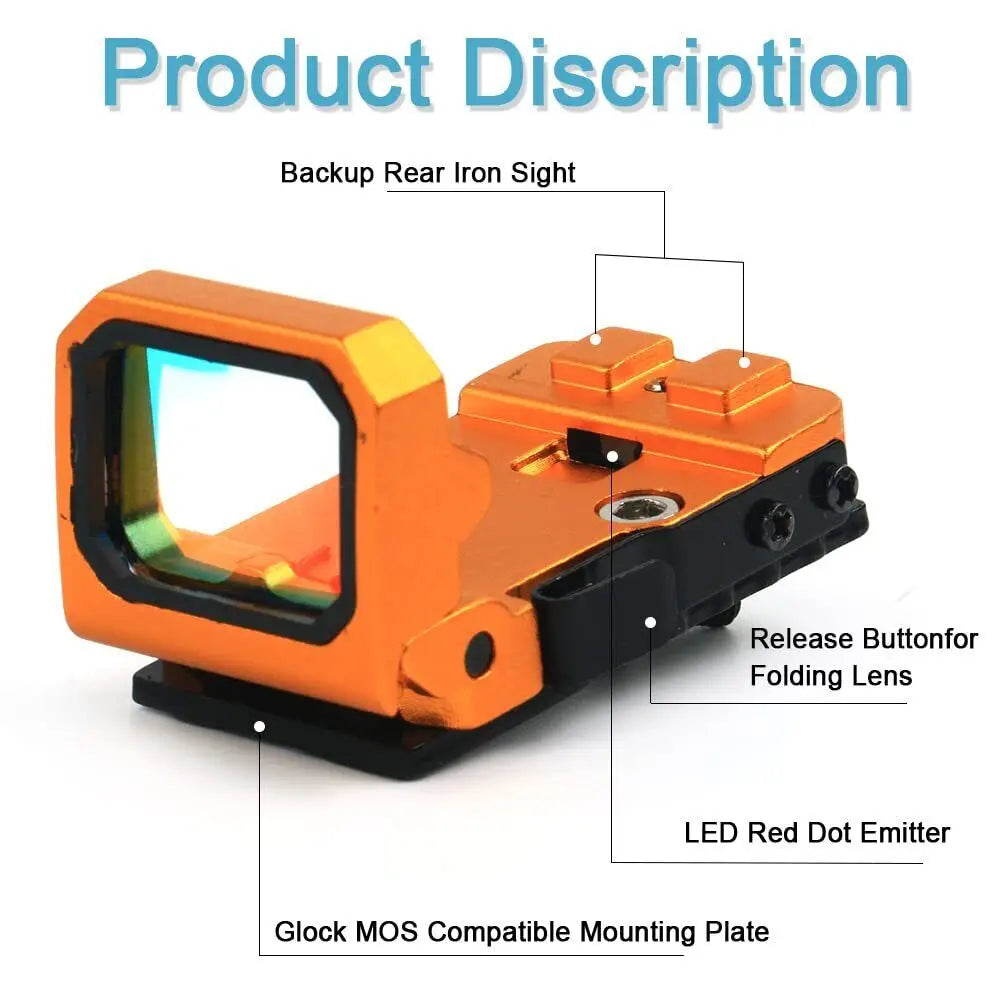 STONESKY Folding Flip Up RMR Red Dot Sight Holographic Reflex Sight For Glock MOS Pistol for hunting