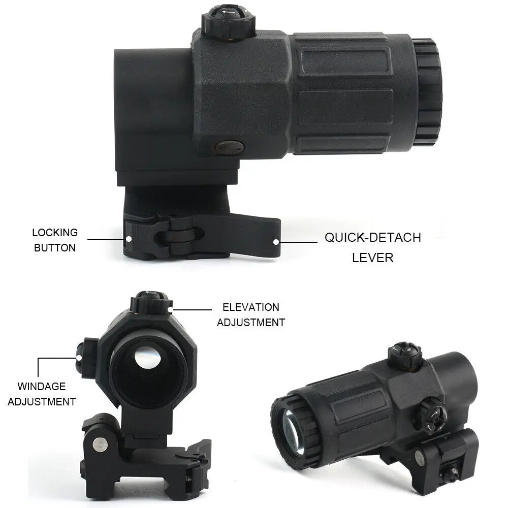 STONESKY Tactical Riflescope Upgrade - G33 3X Magnifier with Detachable QD Mount for 558 Reflex Sight