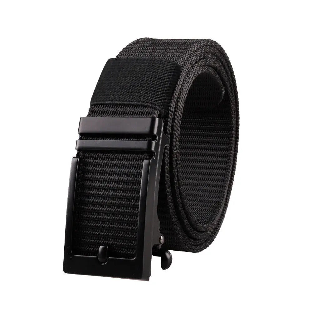 STONESKY 49.2" Men's Belt Adjustable Alloy Buckle Canvas Belt Quick Release Belt Slide Buckle Black