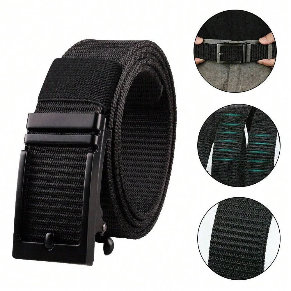 STONESKY 49.2" Men's Belt Adjustable Alloy Buckle Canvas Belt Quick Release Belt Slide Buckle Black