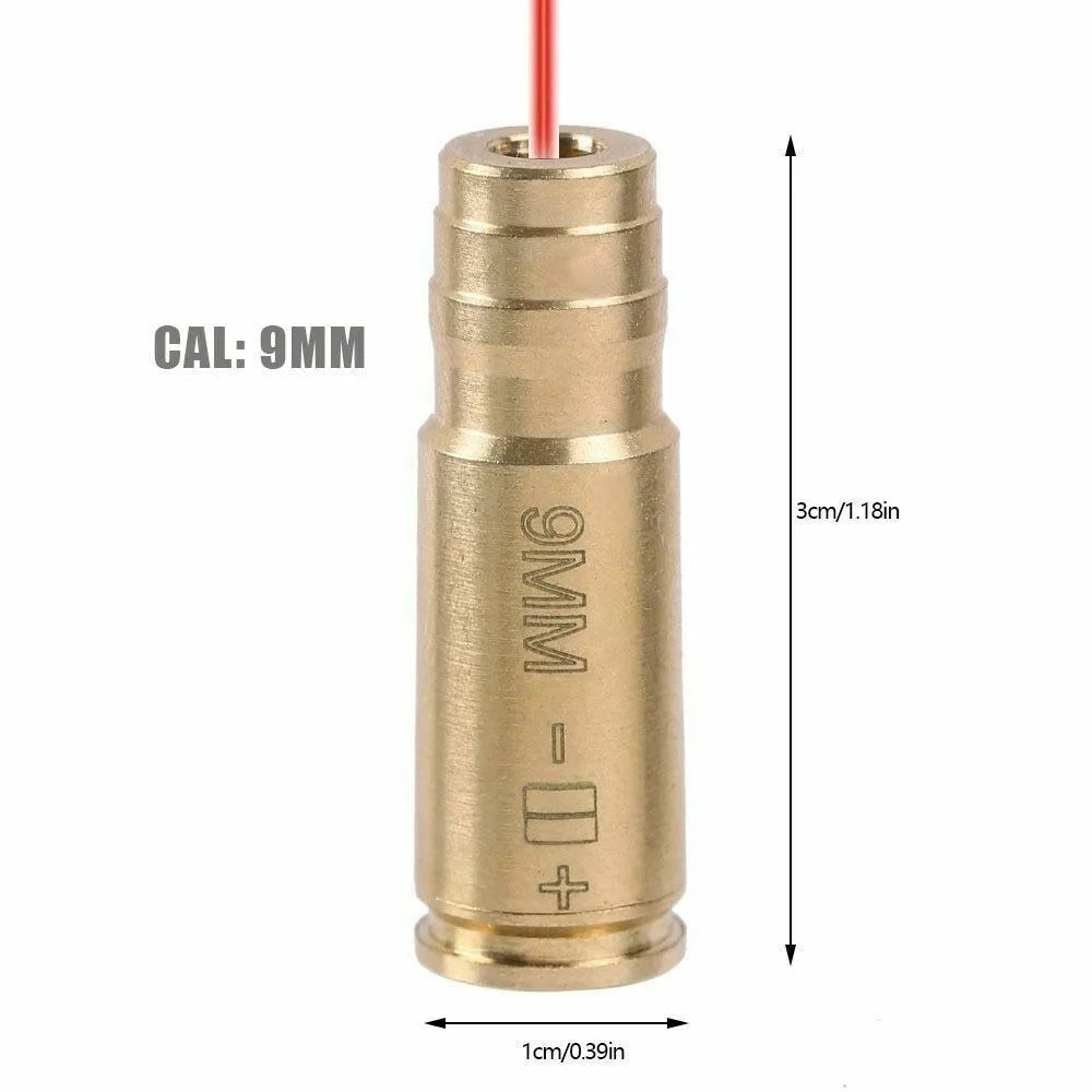 STONESKY Brass CAL 9mm Red Laser Bore Sight Cartridge Bullet Shap Boresighter w/ Battery spotting scope for rifle hunting